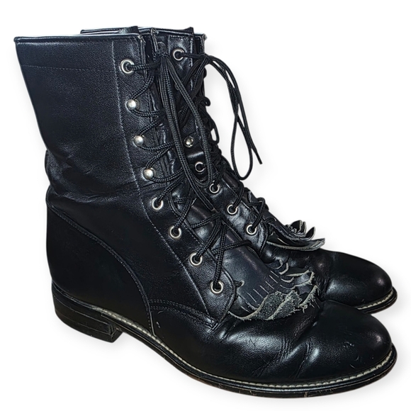 Vintage Justin Diamond J Women’s Lace-Up Boots – Size 8D (Wide) – Made in Mexico - Picture 1 of 13